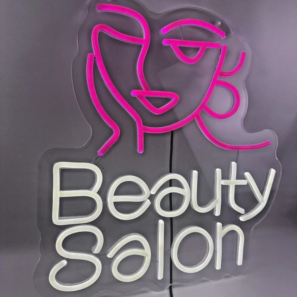 ED Neon Beauty Salon Sign Pink White Wall Light 16 x 15 Vanity Spa Nail Decor